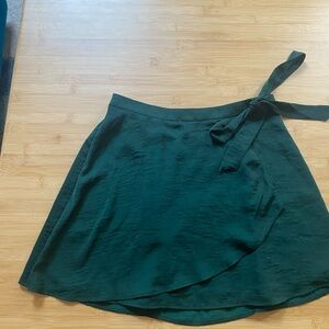 American Eagle Outfitters Green Silky Wrap Mini Skirt
